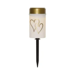 LED-lampe med jordspyd Hearty, hvid/guld 12 cm plast
