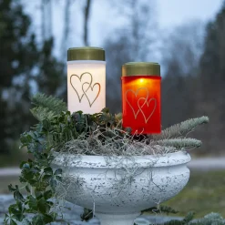 LED-lampe med jordspyd Hearty, hvid/guld 12 cm plast