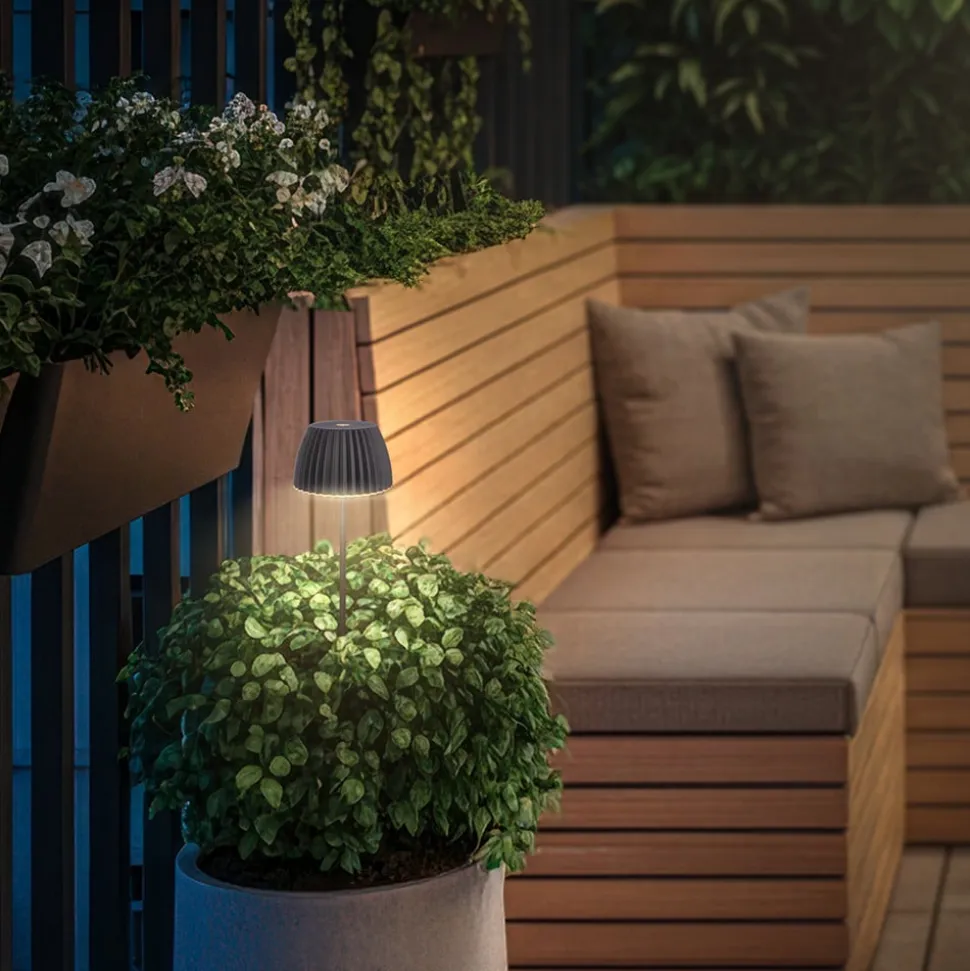 LED-lampe med jordspyd RIFFLE MINI, antracit Ø 9 cm, IP44