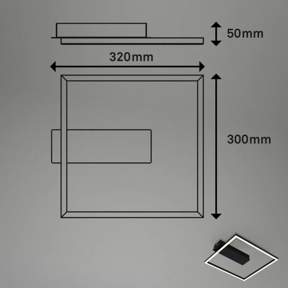 LED-loftlampe 3771 i rammeform, sort