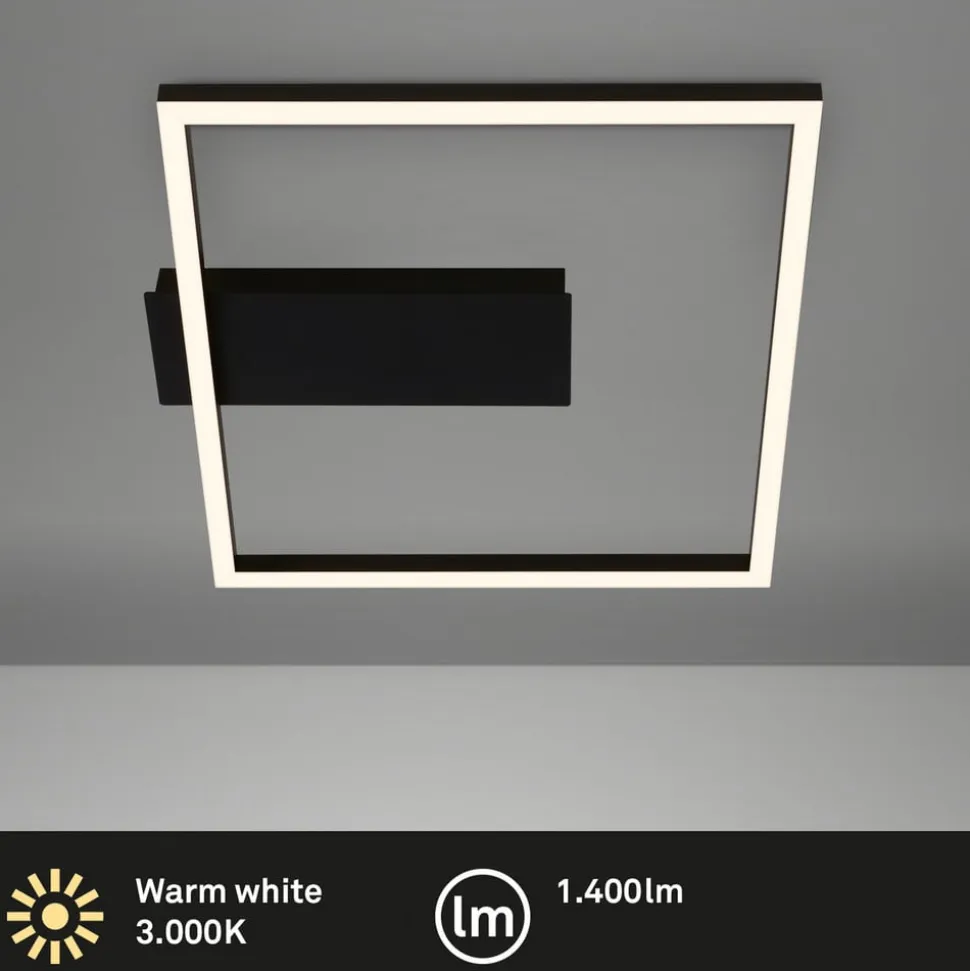 LED-loftlampe 3771 i rammeform, sort