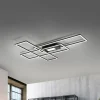 LED-loftlampe Asmin, CCT, sort, 98,9x69,4cm
