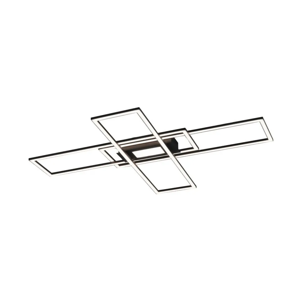 LED-loftlampe Asmin, CCT, sort, 98,9x69,4cm