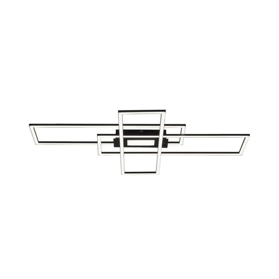 LED-loftlampe Asmin, CCT, sort, 98,9x69,4cm