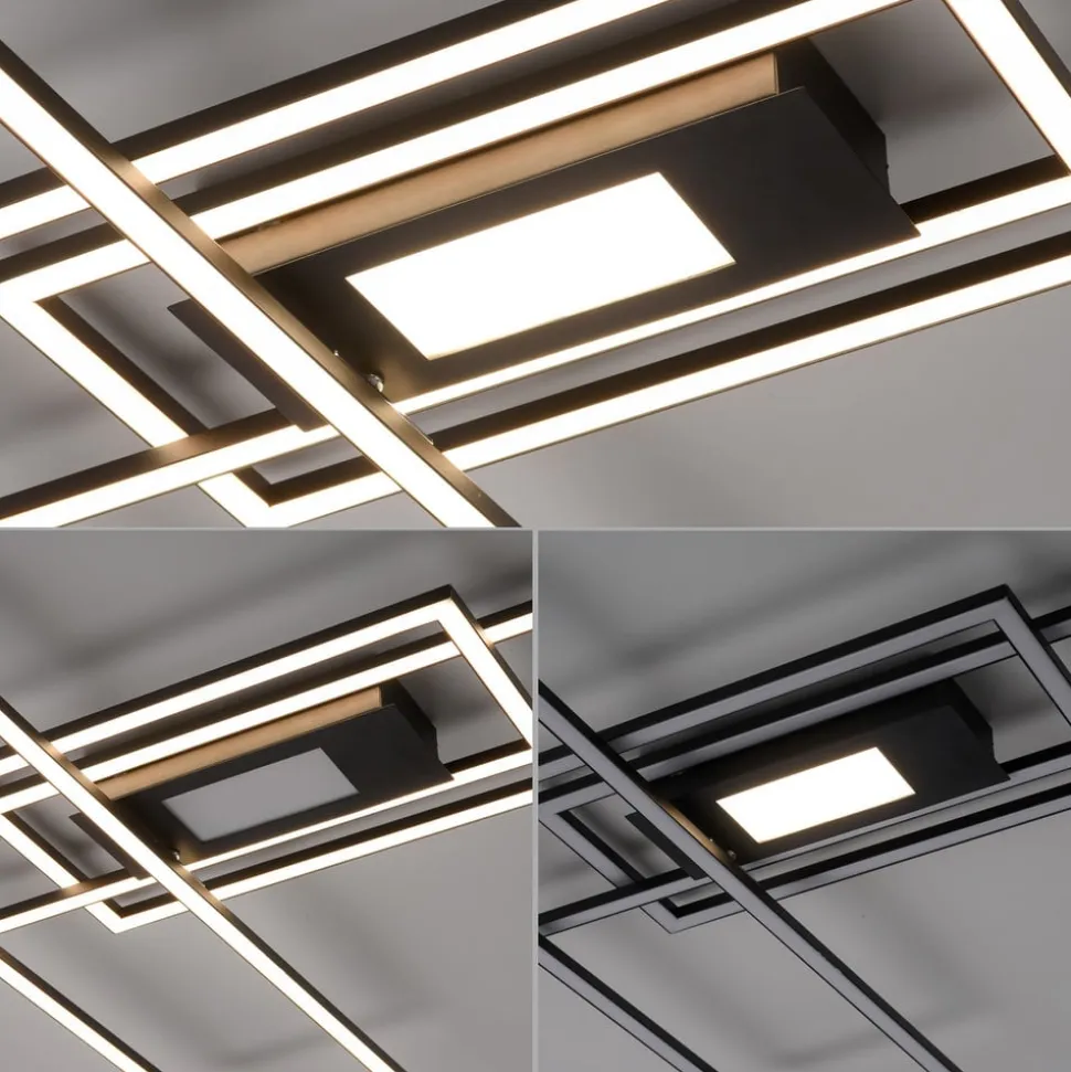 LED-loftlampe Asmin, CCT, sort, 98,9x69,4cm