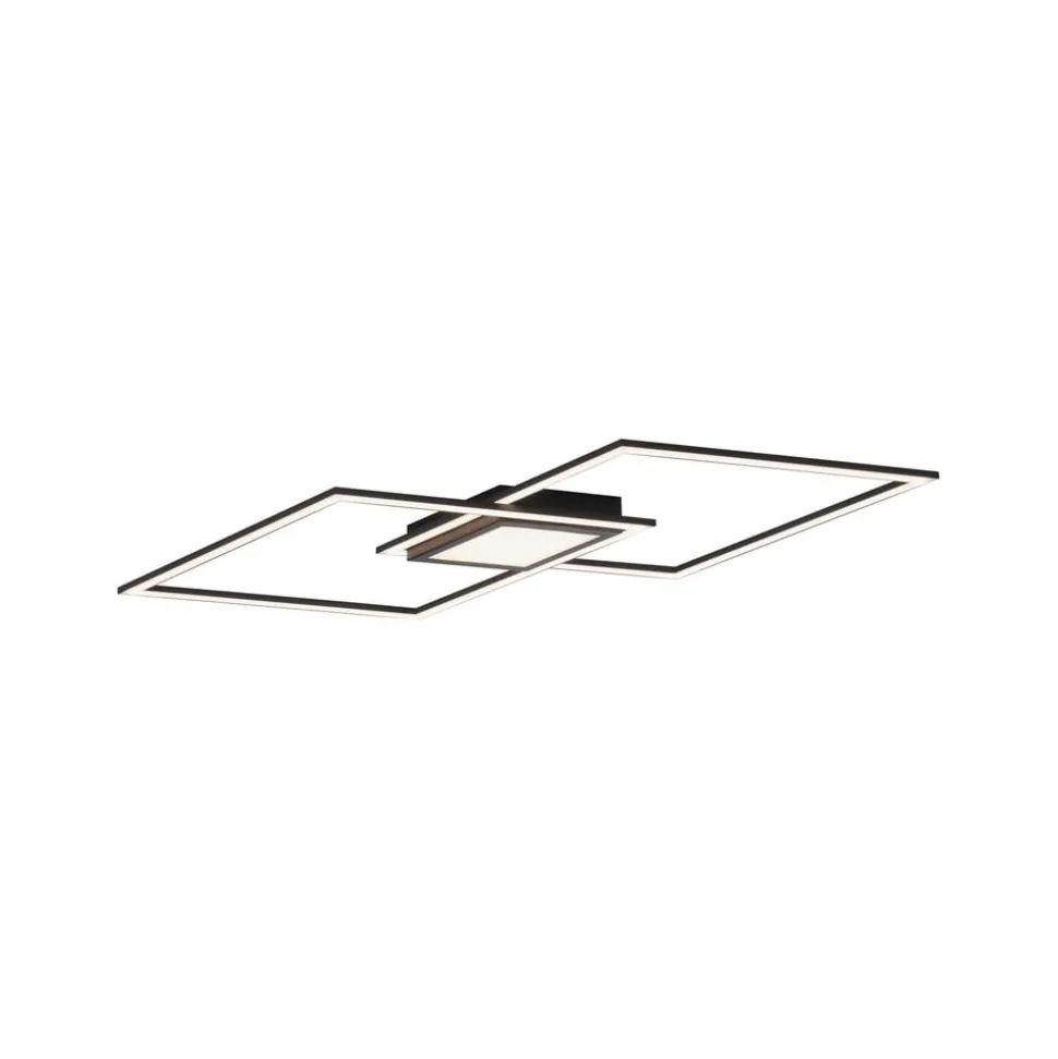 LED-loftlampe Asmin, CCT, sort, 106x37cm