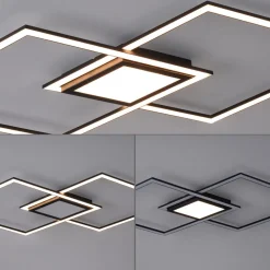 LED-loftlampe Asmin, CCT, sort, 106x37cm