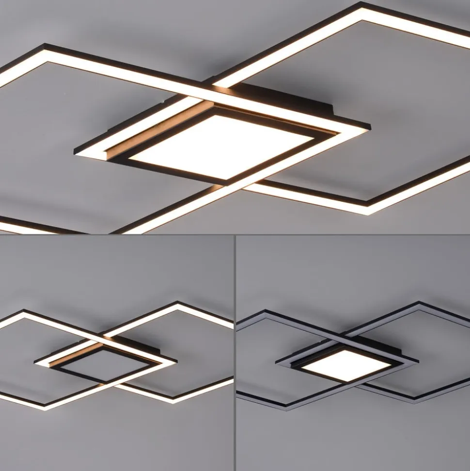 LED-loftlampe Asmin, CCT, sort, 106x37cm