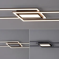 LED-loftlampe Asmin, CCT, sort, 100x17,9cm