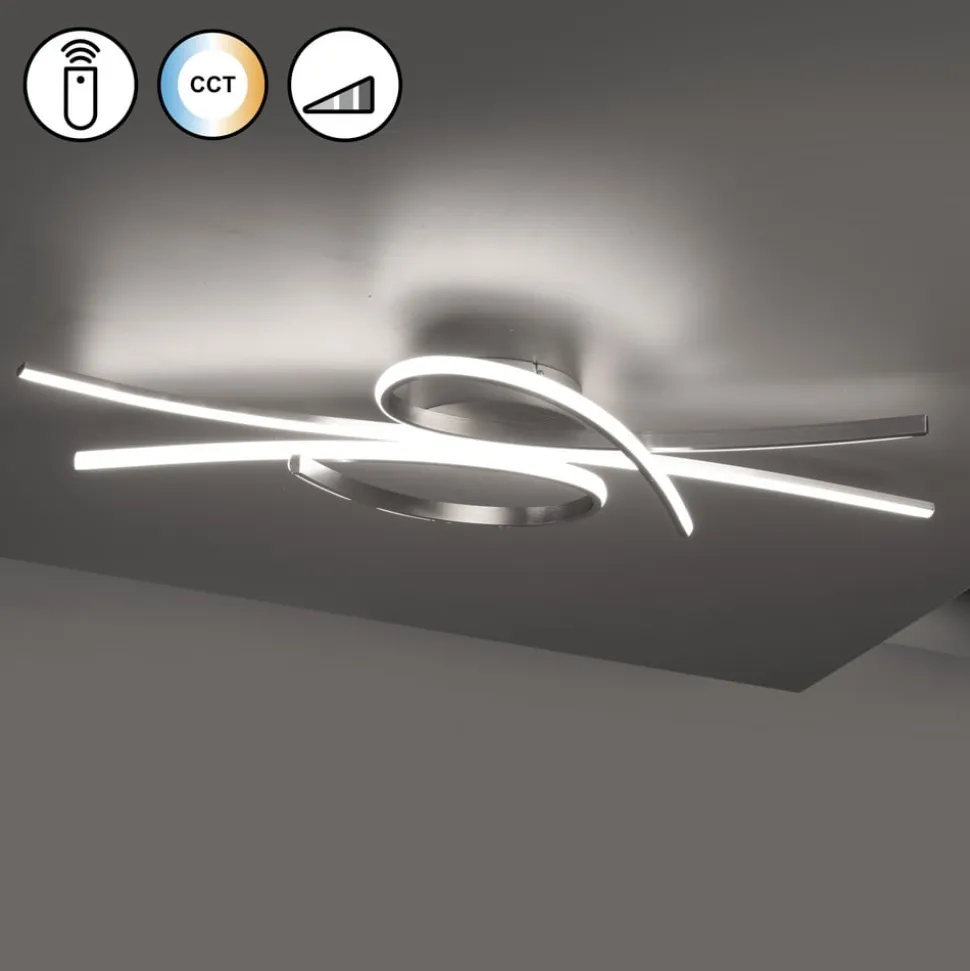 LED-loftlampe Biba, nikkel, længde 100 cm, metal CCT