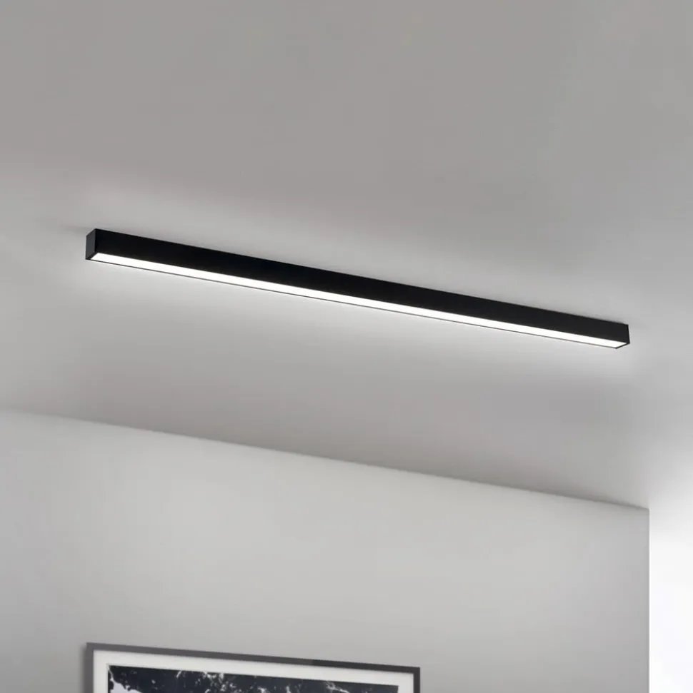 LED-loftlampe Bounce, sort, længde 113 cm, CCT, aluminium