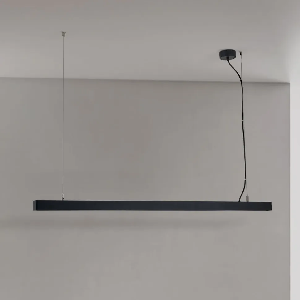 LED-loftlampe Bounce, sort, længde 113 cm, CCT, aluminium