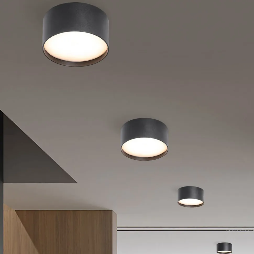 LED-loftlampe CMD 9092, Ø 12 cm, antracit, IP44, metal