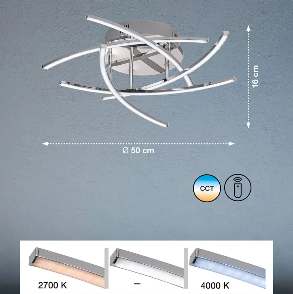 LED-loftlampe Cross tunable white, 5 lys, krom