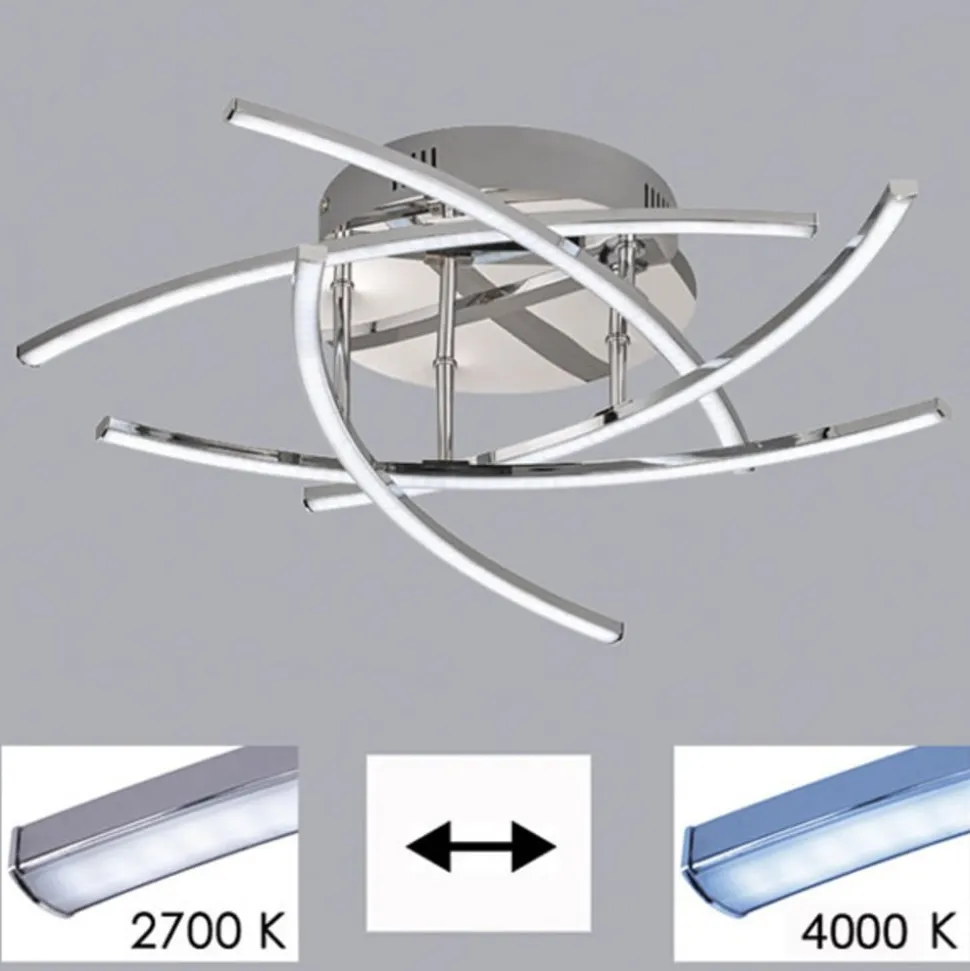 LED-loftlampe Cross tunable white, 5 lys, krom