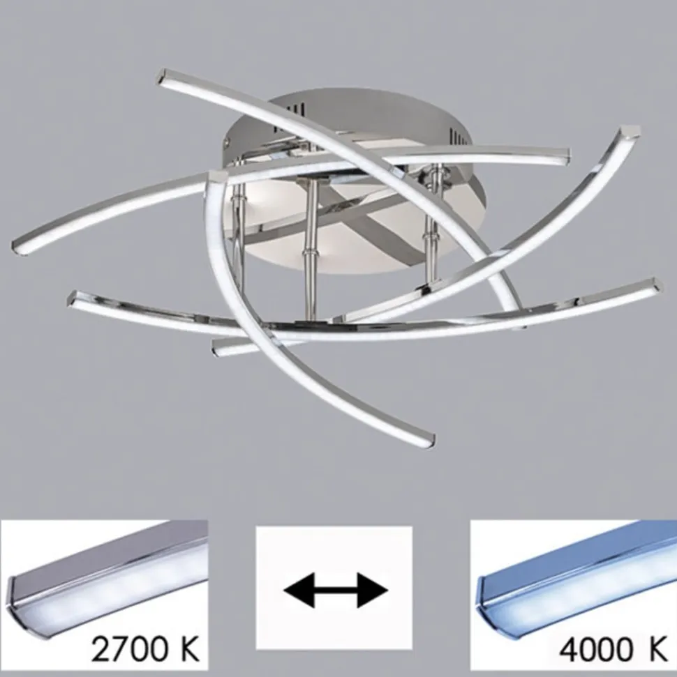 LED-loftlampe Cross tunable white, 5 lys, krom