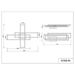 LED-loftlampe Dakari, længde 80 cm, sort/træ, 3 lyskilder.