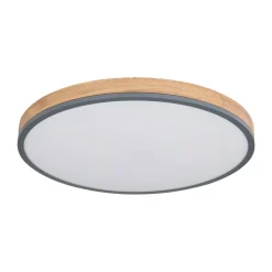 LED-loftlampe Doro, Ø 60 cm, mørk grafit/træ, træ, CCT