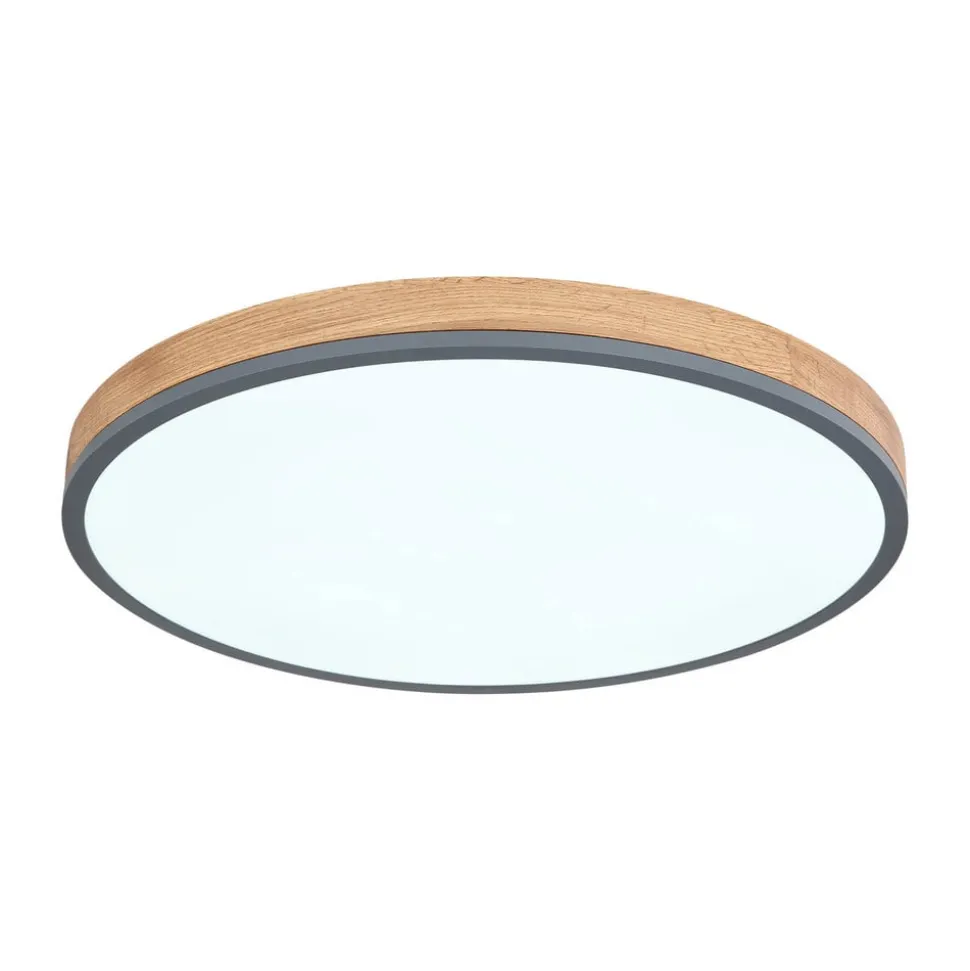 LED-loftlampe Doro, Ø 60 cm, mørk grafit/træ, træ, CCT
