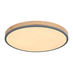 LED-loftlampe Doro, Ø 60 cm, mørk grafit/træ, træ, CCT