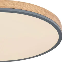 LED-loftlampe Doro, Ø 60 cm, mørk grafit/træ, træ, CCT