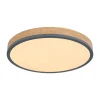 LED-loftlampe Doro, Ø 45 cm, mørk grafit/træ, træ, CCT