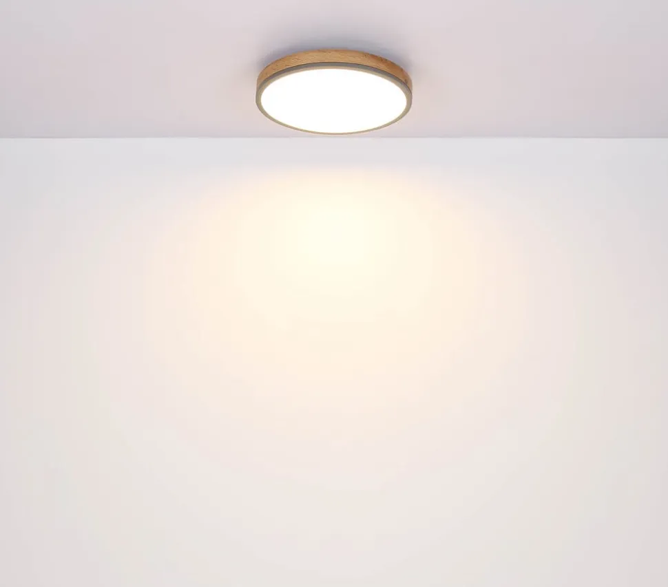 LED-loftlampe Doro, Ø 45 cm, mørk grafit/træ, træ, CCT