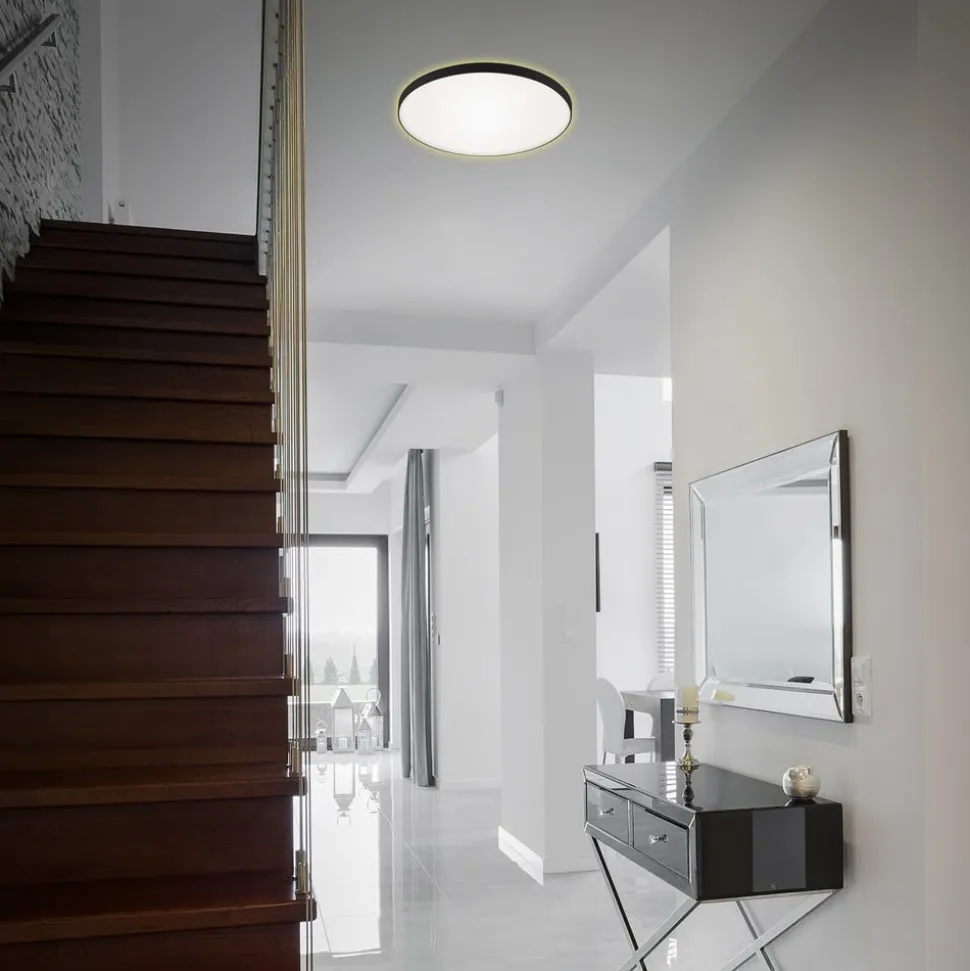 LED-loftlampe Flet med baggrundsbelysning, Ø 35,5 cm