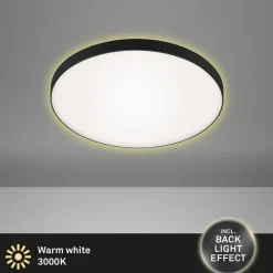 LED-loftlampe Flet med baggrundsbelysning, Ø 35,5 cm