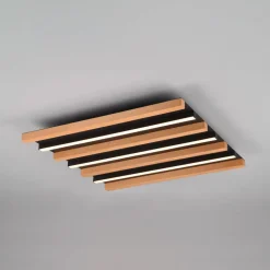 LED-loftlampe Fontana, 46 x 30 cm træ/sort træ/metal