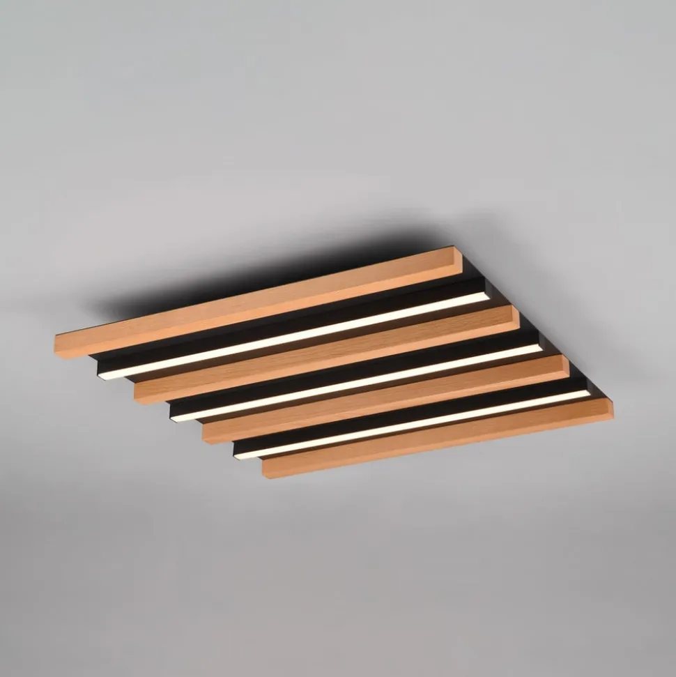 LED-loftlampe Fontana, 46 x 30 cm træ/sort træ/metal