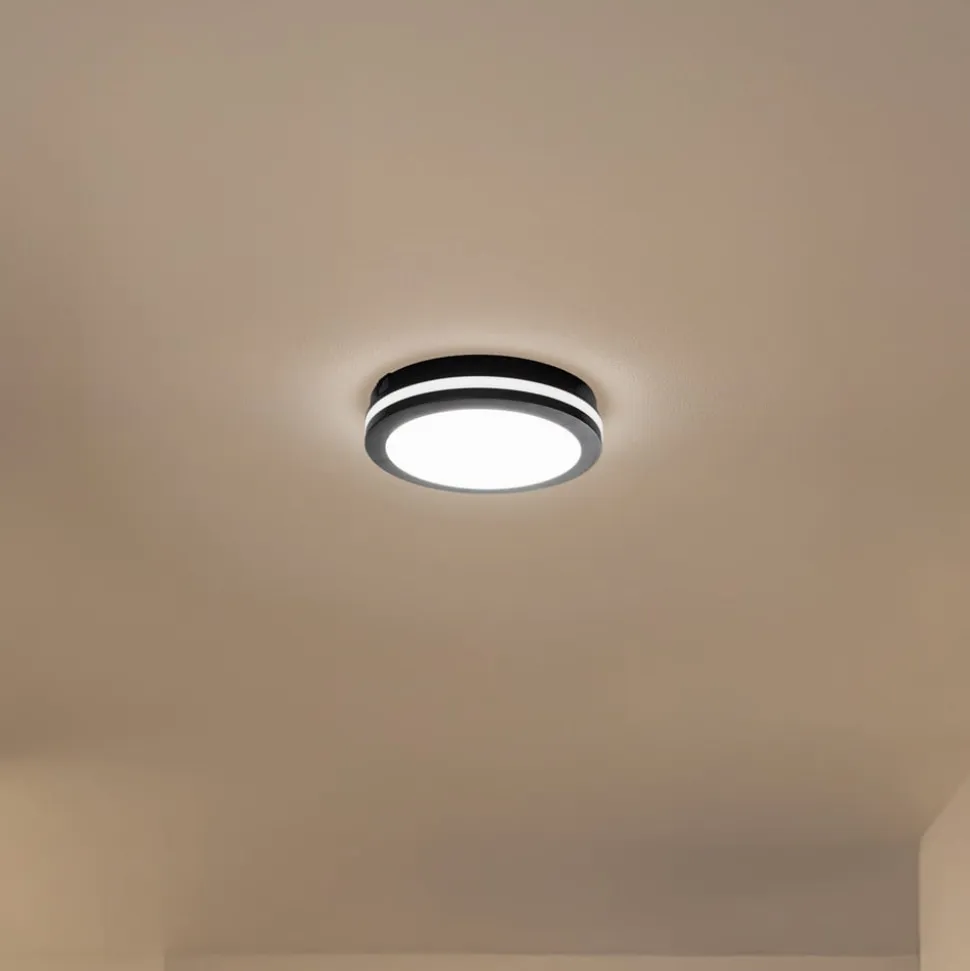 LED-loftlampe Marlon, Ø 22 cm, sort, plast, IP54