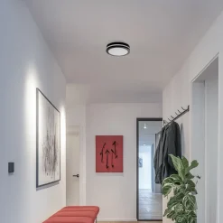 LED-loftlampe Marlon, Ø 22 cm, sort, plast, IP54