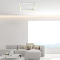 LED-loftlampe PURE Lines, 55 x 55 cm, sølv, CCT, fjernbetjening