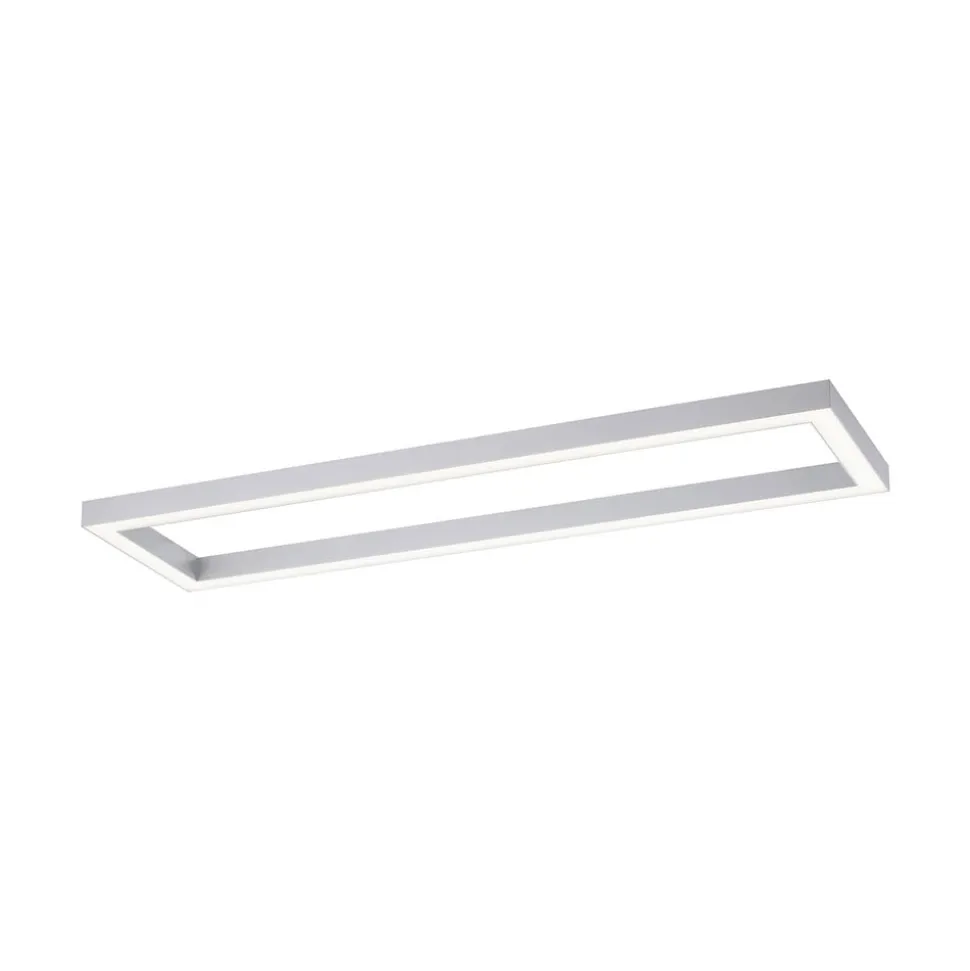 LED-loftlampe PURE Lines, 110 x 30 cm, sølv, CCT, fjernbetjening