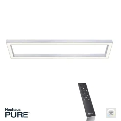 LED-loftlampe PURE Lines, 110 x 30 cm, sølv, CCT, fjernbetjening