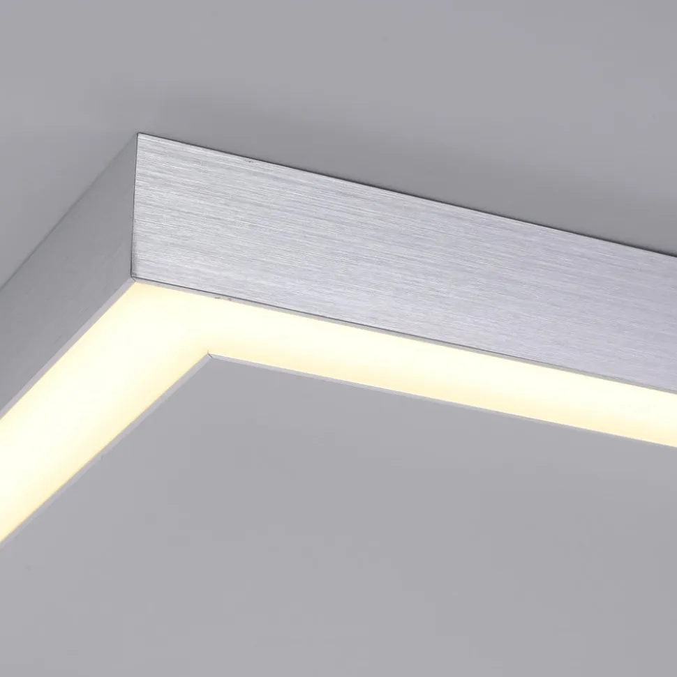 LED-loftlampe PURE Lines, 110 x 30 cm, sølv, CCT, fjernbetjening