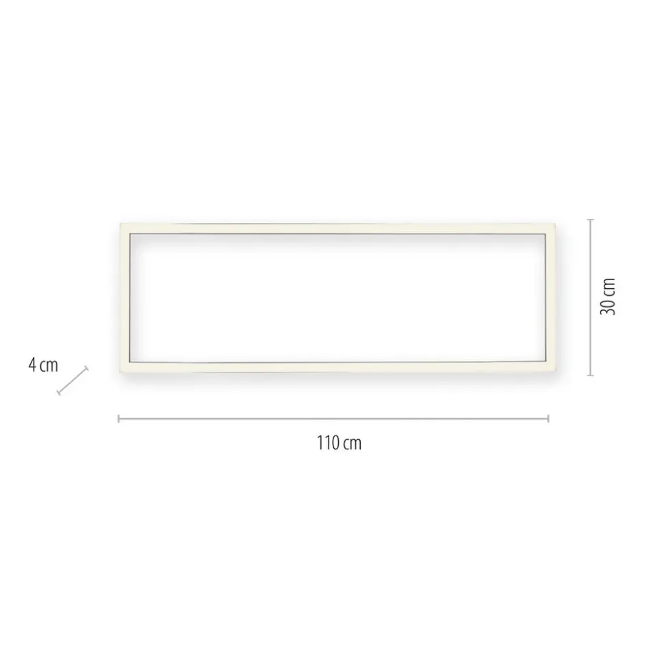 LED-loftlampe PURE Lines, 110 x 30 cm, sølv, CCT, fjernbetjening
