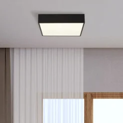 LED-loftlampe til badeværelset Zeus, sort, længde 30 cm, metal