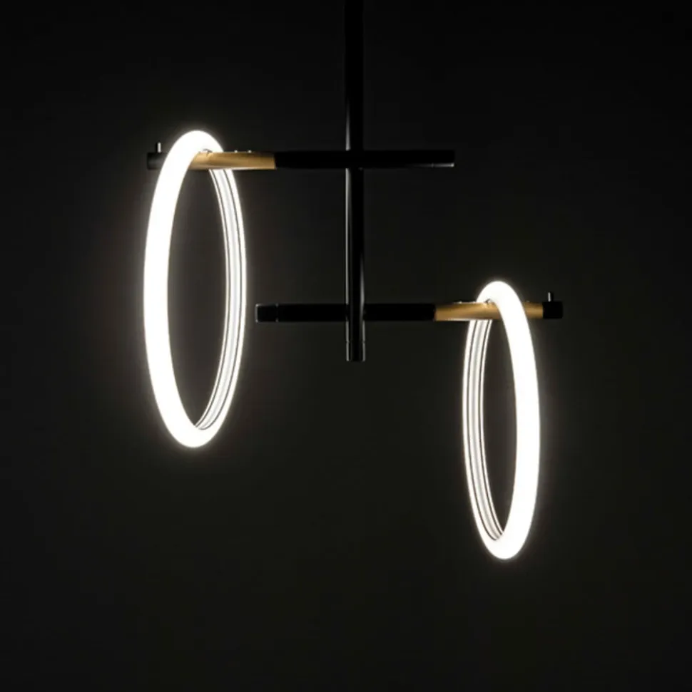 LED-loftlampe Ulaop, to ringe, sort