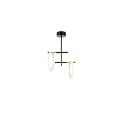 LED-loftlampe Ulaop, to ringe, sort