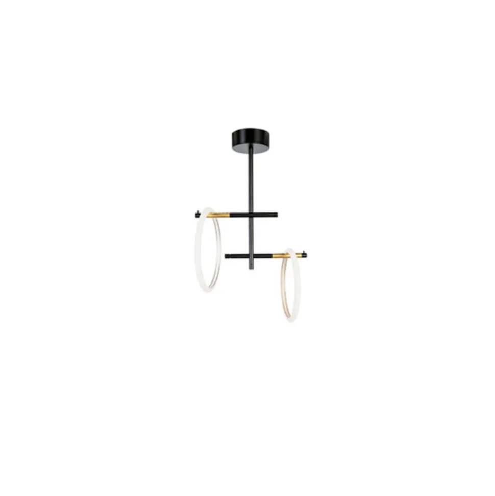 LED-loftlampe Ulaop, to ringe, sort