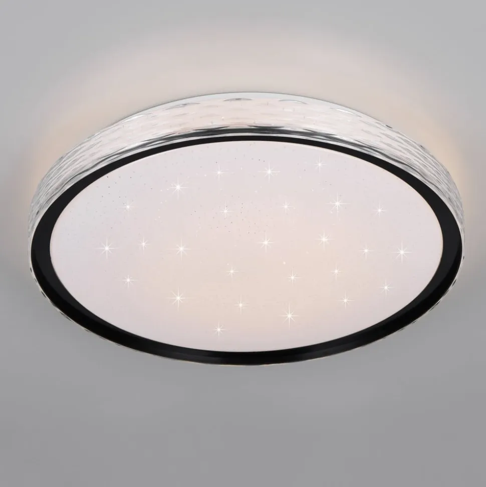 LED-loftlampe Varda, sort, Ø 39 cm, fjernbetjening