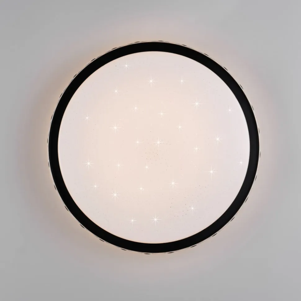 LED-loftlampe Varda, sort, Ø 39 cm, fjernbetjening