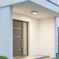 LED-loftlampe Vera, sort, plast, Ø 22 cm, IP65