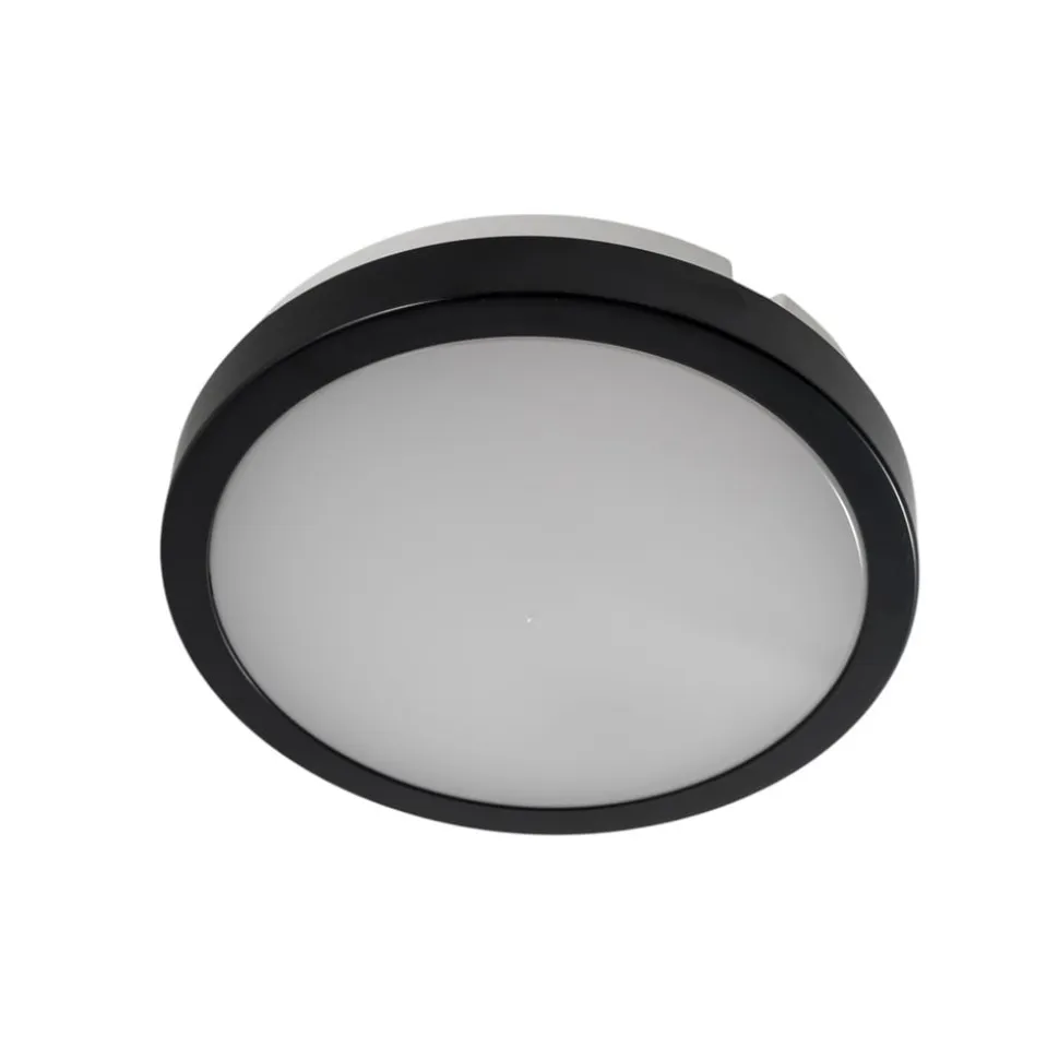 LED-loftlampe Vera, sort, plast, Ø 22 cm, IP65