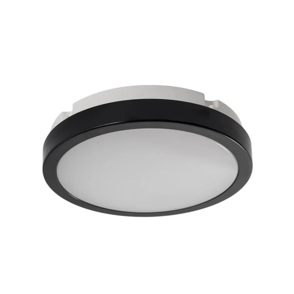 LED-loftlampe Vera, sort, plast, Ø 22 cm, IP65