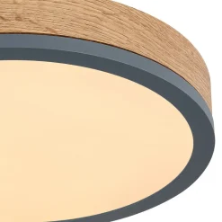 LED-loftslampe Doro Ø 30 cm mørkt træ, grafit