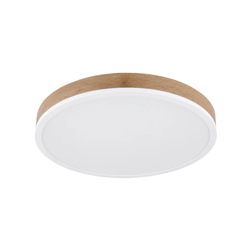 LED-loftslampe Doro Ø 45 cm træ mørk/hvid