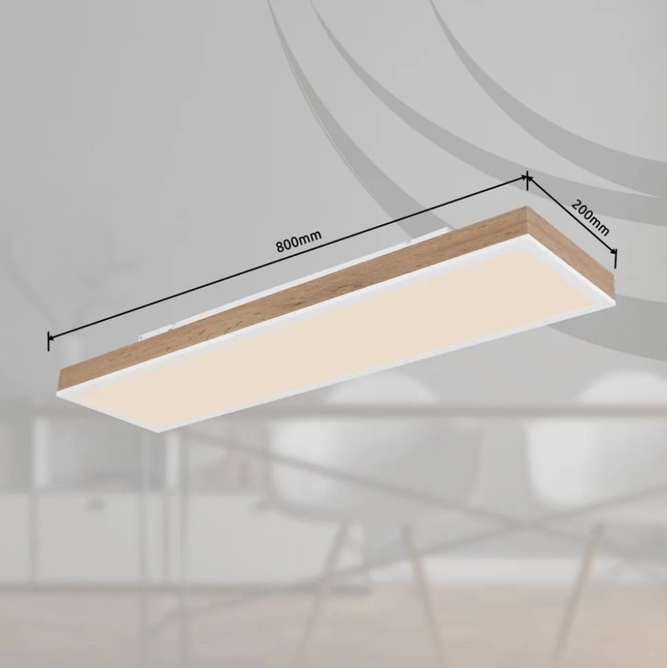 LED-loftslampe Doro, længde 80 cm, mørkt træ, træ, CCT
